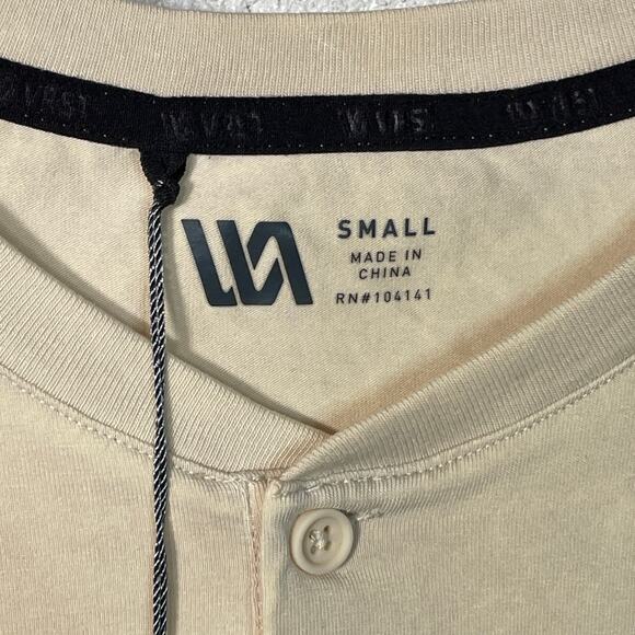 VRST Men's Essential Henley Long Sleeve T-shirt, light sand , small - Picture 5 of 7